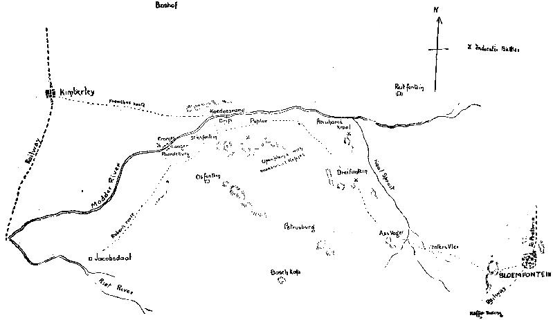 South Africa, 10 March 1900. Outline. Map detailing the movement of Lord 