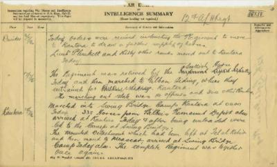 12th Light Horse Regiment War Diary, 14 July - 18 July 1916
