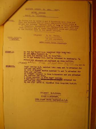 12th Light Horse Regiment Routine Order No. 150, 5 August 1916, p. 2