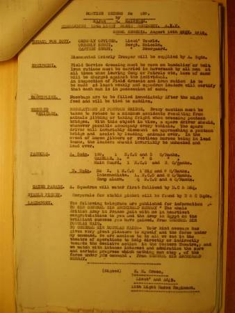 12th Light Horse Regiment Routine Order No. 159, 14 August 1916