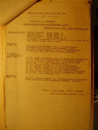 12th Light Horse Regiment Routine Order No. 253, 16 December 1916