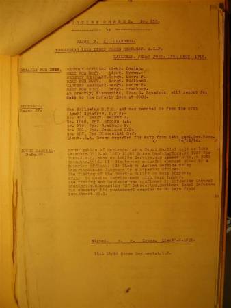 12th Light Horse Regiment Routine Order No. 255, 17 December 1916