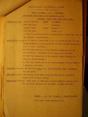 12th Light Horse Regiment Routine Order No. 266, 28 December 1916