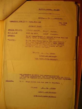 12th Light Horse Regiment Routine Order No. 123, 9 July 1916