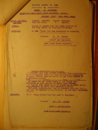 12th Light Horse Regiment Routine Order No. 126, 12 July 1916