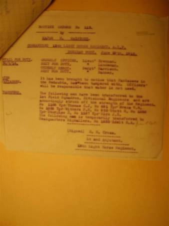 12th Light Horse Regiment Routine Order No. 113, 29 June 1916