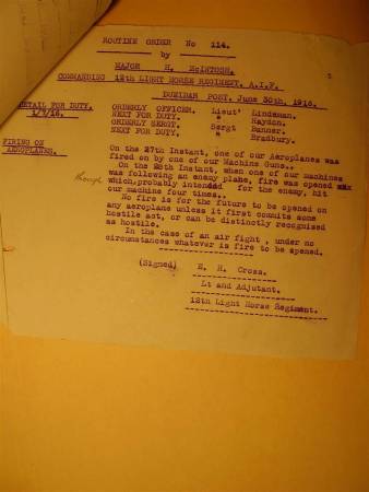 12th Light Horse Regiment Routine Order No. 114, 30 June 1916