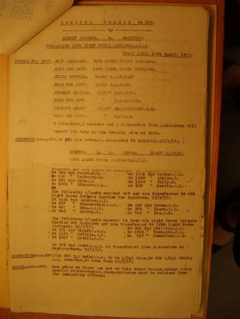 12th Light Horse Regiment Routine Order No. 338, 11 March 1917