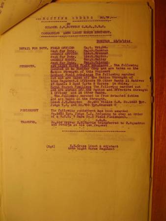 12th Light Horse Regiment Routine Order No. 79, 23 May 1916
