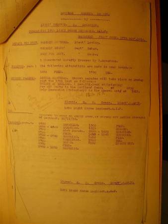 12th Light Horse Regiment Routine Order No. 226, 17 November 1916