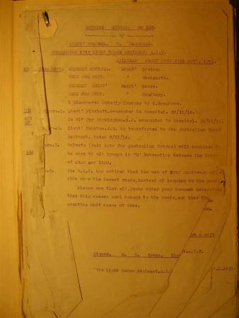 12th Light Horse Regiment Routine Order No. 233, 24 November 1916