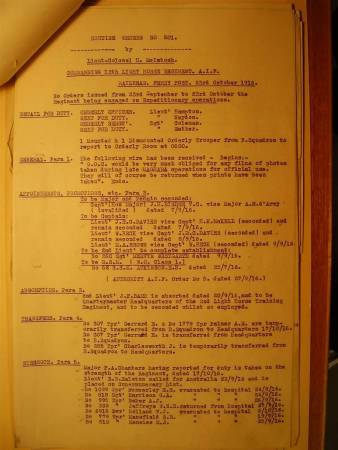 12th Light Horse Regiment Routine Order No. 201, 23 October 1916, p. 1 