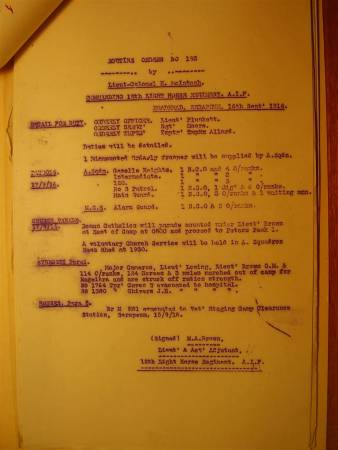 12th Light Horse Regiment Routine Order No. 193, 16 September 1916