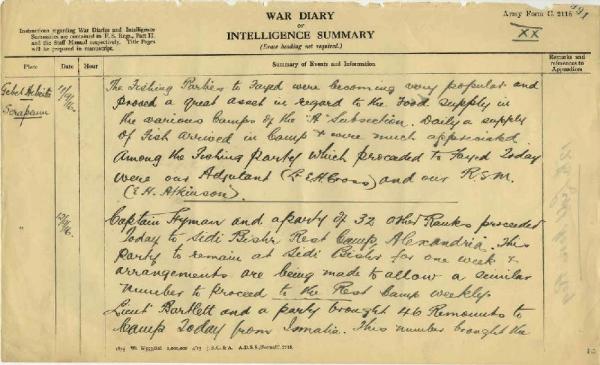 12th Light Horse Regiment War Diary, 11 September - 12 September 1916