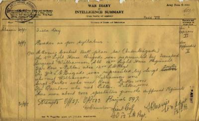 12th Australian Light Horse Regiment War Diary, 30 August - 31 August 1917 