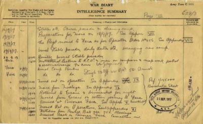 12th Australian Light Horse Regiment War Diary, 16 September - 26 September 1917 