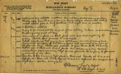 12th Australian Light Horse Regiment War Diary, 3 December - 5 December 1917 