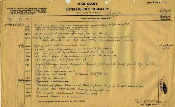 12th Australian Light Horse Regiment War Diary, 18 July - 19 July 1917 