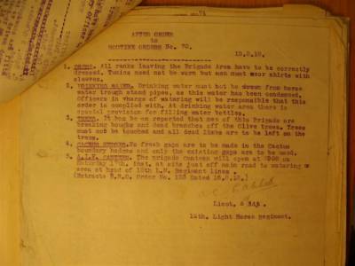 12th Australian Light Horse Regiment Routine Order No. 70, 15 August 1918, p. 3 
