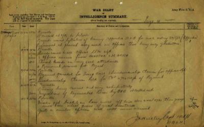 12th Australian Light Horse Regiment War Diary, 17 August - 21 August 1918