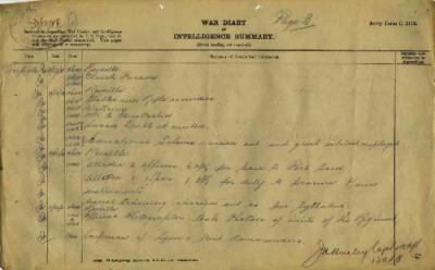 12th Australian Light Horse Regiment War Diary, 8 November - 11 November 1918