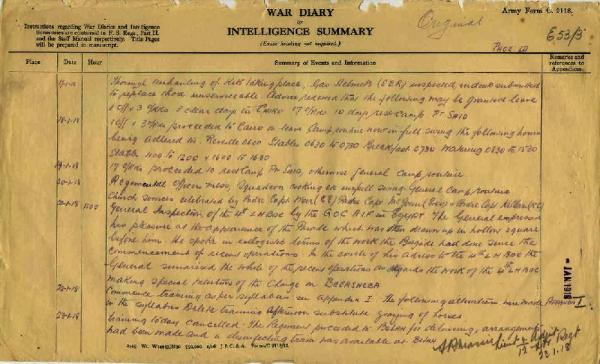 12th Australian Light Horse Regiment War Diary, 17 January - 23 January 1918 