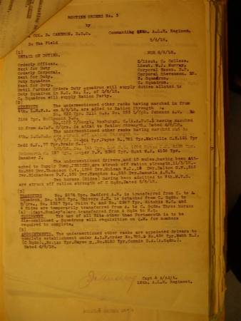 12th Australian Light Horse Regiment Routine Order No. 3, 5 June 1918, p. 1 