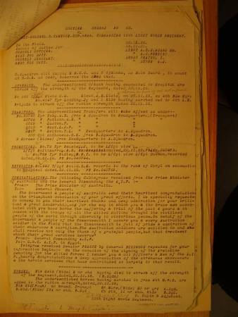 12th Australian Light Horse Regiment Routine Order No. 43, 22 November 1918, p. 1 