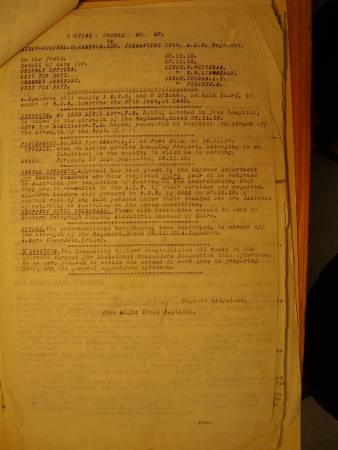 12th Australian Light Horse Regiment Routine Order No. 47, 26 November 1918, p. 1 