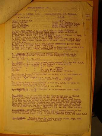 12th Australian Light Horse Regiment Routine Order No. 92, 6 September 1918, p. 1 