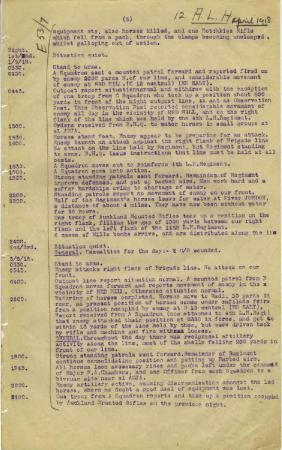Lieutenant Colonel Cameron's Account of the Operations, 30 April to 4 May 1918, p. 3 