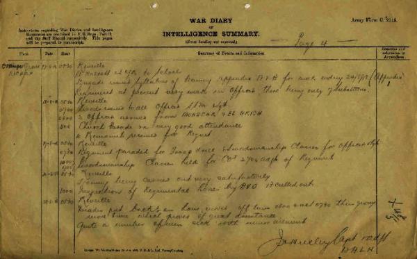 12th Australian Light Horse Regiment War Diary, 17 August - 21 August 1918