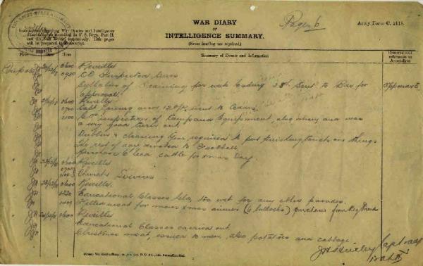 12th Australian Light Horse Regiment War Diary, 20 November - 24 November 1918