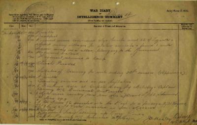 12th Australian Light Horse Regiment War Diary, 18 January - 22 January 1919 