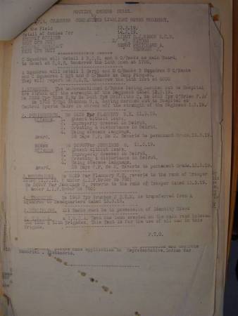 12th Australian Light Horse Regiment Routine Order No. 151, 13 March 1919, p. 1 