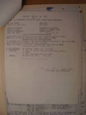 12th Australian Light Horse Regiment Routine Order No. 159, 20 March 1919, p. 1 