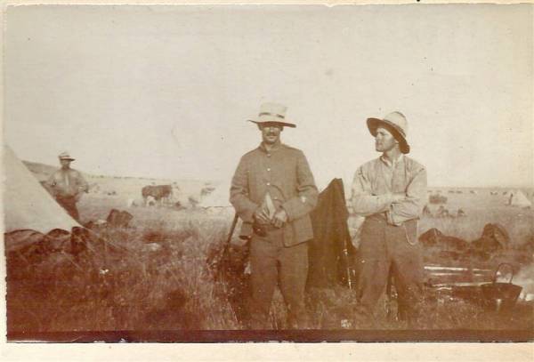 Goodall (right) and friend in camp on the Veldt