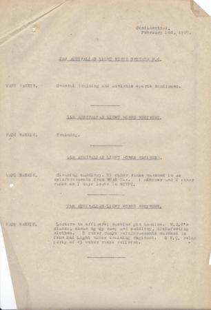 2nd Light Horse Brigade Daily Reports, 2 February 1918