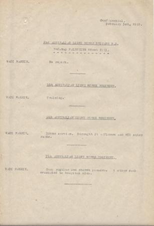 2nd Light Horse Brigade Daily Reports, 3 February 1918