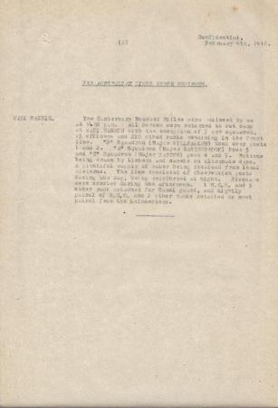 2nd Light Horse Brigade Daily Reports, 4 February 1918, p. 2 s