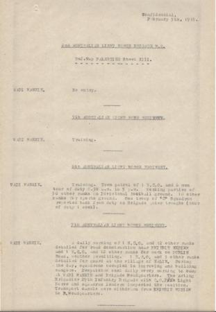 2nd Light Horse Brigade Daily Reports, 5 February 1918