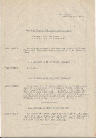 2nd Light Horse Brigade Daily Reports, 6 February 1918 s