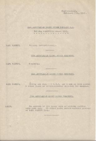 2nd Light Horse Brigade Daily Reports, 7 February 1918