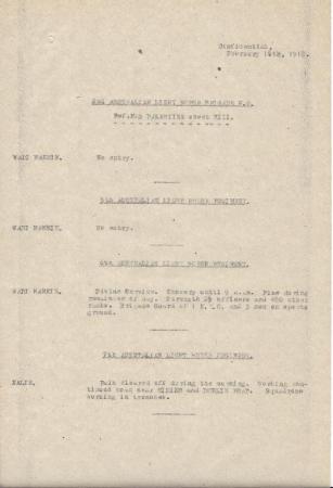 2nd Light Horse Brigade Daily Reports, 10 February 1918 s