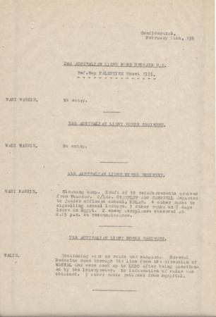2nd Light Horse Brigade Daily Reports, 16 February 1918