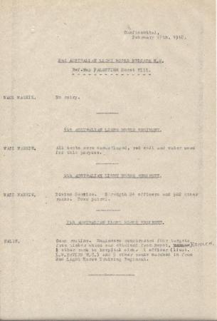 2nd Light Horse Brigade Daily Reports, 17 February 1918 s