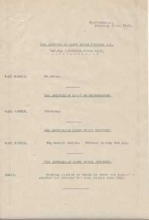 2nd Light Horse Brigade Daily Reports, 23 February 1918