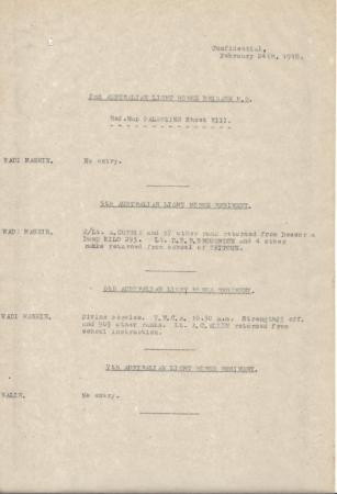 2nd Light Horse Brigade Daily Reports, 24 February 1918