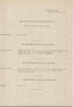 2nd Light Horse Brigade Daily Reports, 24 February 1918 s