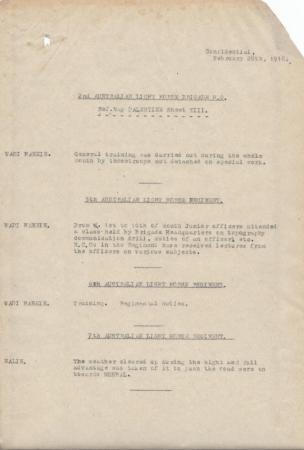 2nd Light Horse Brigade Daily Reports, 28 February 1918
